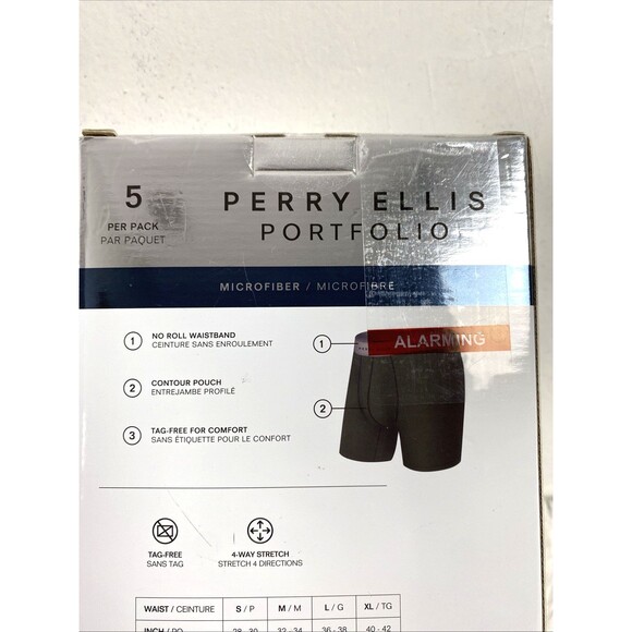 Perry Ellis Portfolio Boxer Briefs Mens Size S Microfiber 5-Pack Underwear Blue - Picture 6 of 8